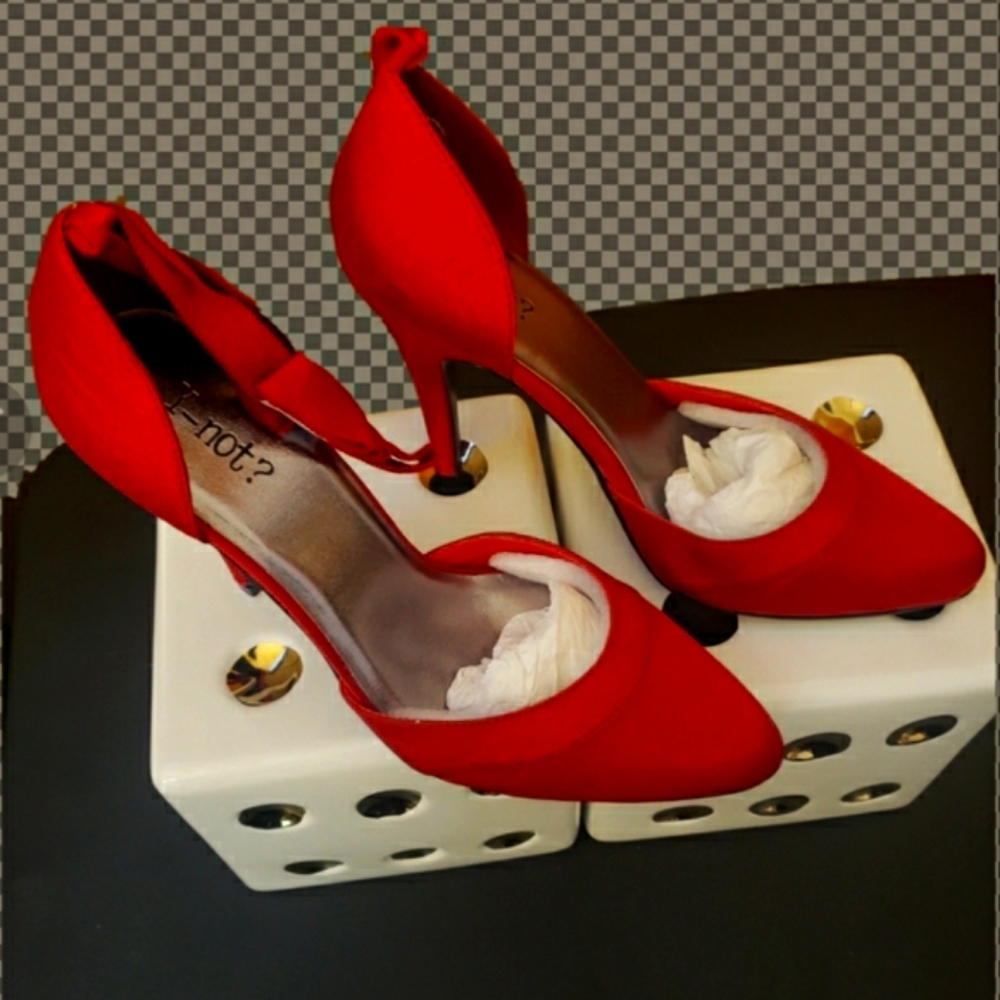 Bright Red satin ankle strap heal